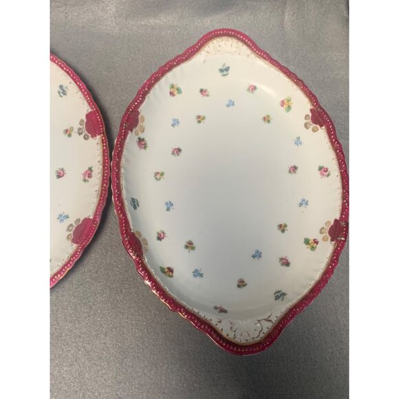 Vintage Victoria Austria Floral Ceramic Serving Platters Set of 3 Pink & White - Picture 15 of 16